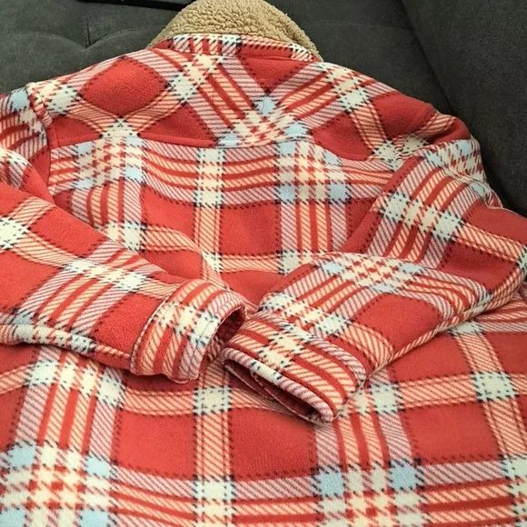 Soho Thread Girls Sherpa Lined Flannel Shacket Red Plaid Size M10/12 - Picture 5 of 5